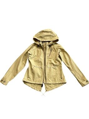 Sierra Designs Khaki Fishtail Parka with Hood, Leather Pulls size Medium